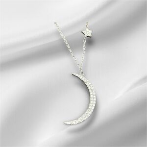 Sterling Silver and CZ Moon and Star Necklace 🌙 ⭐️